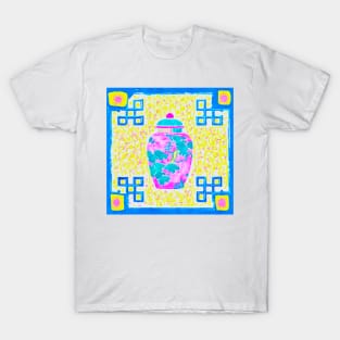 Pink, yellow and blue chinoiserie jar T-Shirt